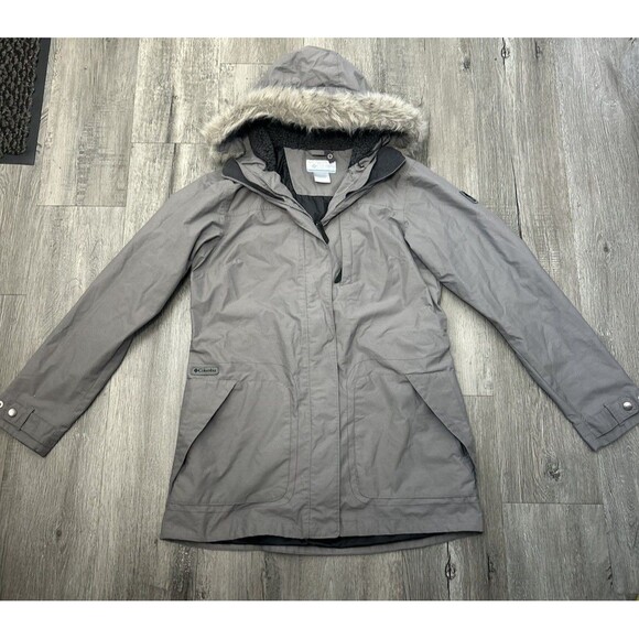 Columbia Interchange Jacket Hooded Gray Women's M Faux Fur Hood Coat - Picture 1 of 12